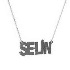 İsim Kolye - 925 ayar siyah rodyum kaplama gümüş kolye (5 karakterli arial, 40 cm gümüş rolo zincir) #1ttxxft