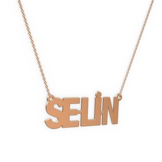 8 ayar rose altın kolye (5 karakterli arial, 40 cm rose altın rolo zincir)