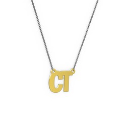 İsim Kolye - 18 ayar altın kolye (2 karakterli arial, 40 cm gümüş rolo zincir) #3pnbzy