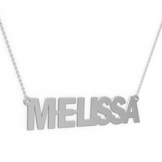 925 ayar gümüş kolye (7 karakterli arial, 40 cm beyaz altın rolo zincir)