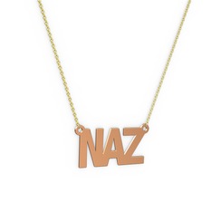 İsim Kolye - 925 ayar rose altın kaplama gümüş kolye (3 karakterli arial, 40 cm gümüş rolo zincir) #8oun9j