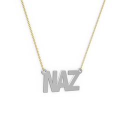 İsim Kolye - 925 ayar gümüş kolye (3 karakterli arial, 40 cm altın rolo zincir) #e38eqf