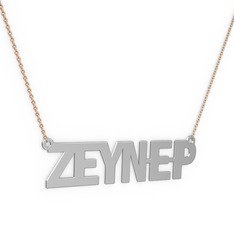 14 ayar beyaz altın kolye (6 karakterli arial, 40 cm gümüş rolo zincir)