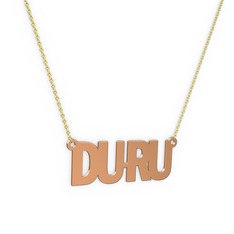 İsim Kolye - 8 ayar rose altın kolye (4 karakterli arial, 40 cm altın rolo zincir) #gzsw9b