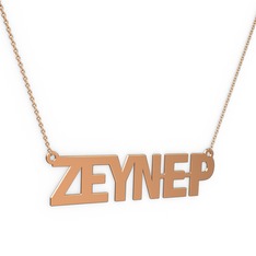 İsim Kolye - 18 ayar rose altın kolye (6 karakterli arial, 40 cm rose altın rolo zincir) #hep30g