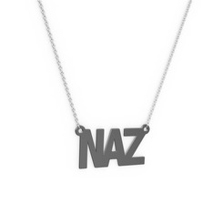 İsim Kolye - 925 ayar siyah rodyum kaplama gümüş kolye (3 karakterli arial, 40 cm gümüş rolo zincir) #hnjvv9