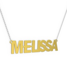 İsim Kolye - 8 ayar altın kolye (7 karakterli arial, 40 cm gümüş rolo zincir) #izy54u