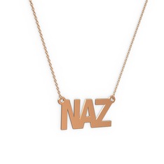 İsim Kolye - 8 ayar rose altın kolye (3 karakterli arial, 40 cm rose altın rolo zincir) #j971ez