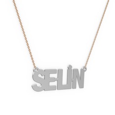 İsim Kolye - 18 ayar beyaz altın kolye (5 karakterli arial, 40 cm gümüş rolo zincir) #npsi4f