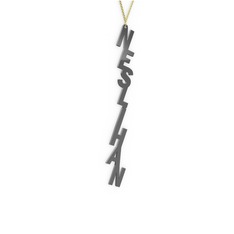 Alt Alta Yazılı İsim Kolye - 925 ayar siyah rodyum kaplama gümüş kolye (8 karakterli comic-sans, 40 cm altın rolo zincir) #119cwau