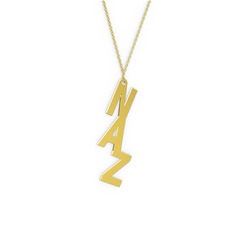 Alt Alta Yazılı İsim Kolye - 18 ayar altın kolye (3 karakterli comic-sans, 40 cm altın rolo zincir) #17a06cm