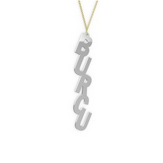 Alt Alta Yazılı İsim Kolye - 14 ayar beyaz altın kolye (5 karakterli comic-sans, 40 cm altın rolo zincir) #1cq5dnw