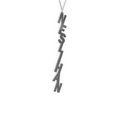 Alt Alta Yazılı İsim Kolye - 925 ayar siyah rodyum kaplama gümüş kolye (8 karakterli comic-sans, 40 cm beyaz altın rolo zincir) #1mh687v