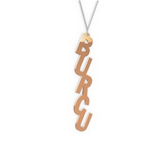 8 ayar rose altın kolye (5 karakterli comic-sans, 40 cm beyaz altın rolo zincir)