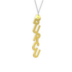 18 ayar altın kolye (5 karakterli comic-sans, 40 cm beyaz altın rolo zincir)