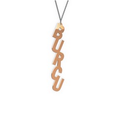 18 ayar rose altın kolye (5 karakterli comic-sans, 40 cm gümüş rolo zincir)