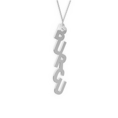 14 ayar beyaz altın kolye (5 karakterli comic-sans, 40 cm beyaz altın rolo zincir)