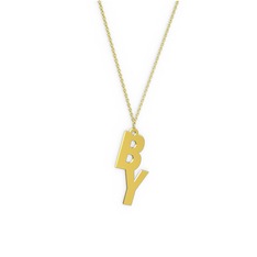 Alt Alta Yazılı İsim Kolye - 8 ayar altın kolye (2 karakterli comic-sans, 40 cm altın rolo zincir) #9dsb1w