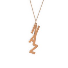 Alt Alta Yazılı İsim Kolye - 18 ayar rose altın kolye (3 karakterli comic-sans, 40 cm rose altın rolo zincir) #qzt1cw