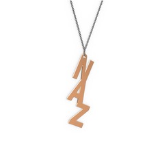 925 ayar rose altın kaplama gümüş kolye (3 karakterli comic-sans, 40 cm gümüş rolo zincir)