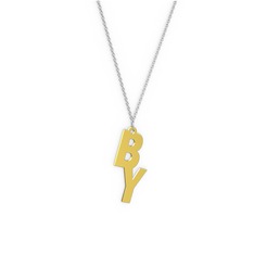 Alt Alta Yazılı İsim Kolye - 8 ayar altın kolye (2 karakterli comic-sans, 40 cm beyaz altın rolo zincir) #x3dhxe