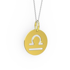 Terazi Burç Kolye - 18 ayar altın kolye (40 cm beyaz altın rolo zincir) #bn66ys