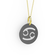 Yengeç Burç Kolye - 925 ayar siyah rodyum kaplama gümüş kolye (40 cm gümüş rolo zincir) #sq0veb