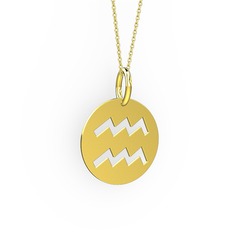 Kova Burç Kolye - 18 ayar altın kolye (40 cm gümüş rolo zincir) #o3itu