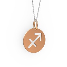 Yay Burç Kolye - 18 ayar rose altın kolye (40 cm gümüş rolo zincir) #1dclczd