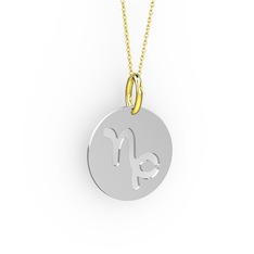 Oğlak Burç Kolye - 8 ayar beyaz altın kolye (40 cm altın rolo zincir) #1g4cvc5