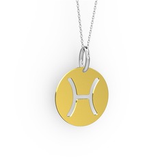 Balık Burç Kolye - 8 ayar altın kolye (40 cm beyaz altın rolo zincir) #18oc2ad