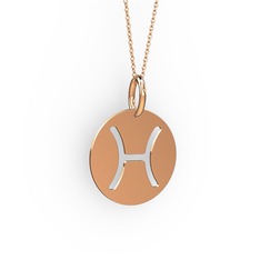 Balık Burç Kolye - 925 ayar rose altın kaplama gümüş kolye (40 cm rose altın rolo zincir) #1n7ya52
