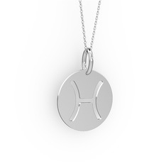 Balık Burç Kolye - 8 ayar beyaz altın kolye (40 cm beyaz altın rolo zincir) #1nds16r