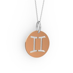 14 ayar rose altın kolye (40 cm gümüş rolo zincir)