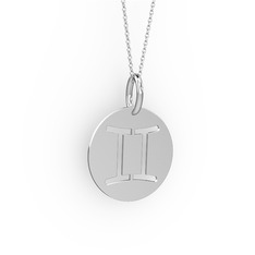 İkizler Burç Kolye - 925 ayar gümüş kolye (40 cm beyaz altın rolo zincir) #6o2iqc