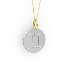 İkizler Burç Kolye - 925 ayar gümüş kolye (40 cm altın rolo zincir) #o6wszd