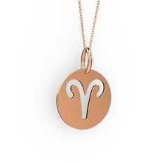Koç Burç Kolye - 18 ayar rose altın kolye (40 cm rose altın rolo zincir) #19zy0f6