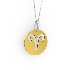 Koç Burç Kolye - 18 ayar altın kolye (40 cm gümüş rolo zincir) #1m4kpk0