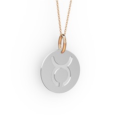 Boğa Burç Kolye - 925 ayar gümüş kolye (40 cm rose altın rolo zincir) #1jqpbo0