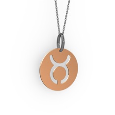 18 ayar rose altın kolye (40 cm gümüş rolo zincir)