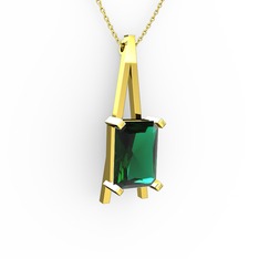 Şovale Kolye - Yeşil kuvars 18 ayar altın kolye (40 cm altın rolo zincir) #10zfxnq