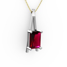 Rodolit garnet 925 ayar gümüş kolye (40 cm gümüş rolo zincir)