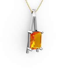 Şovale Kolye - Sitrin 925 ayar gümüş kolye (40 cm altın rolo zincir) #1d9exrg