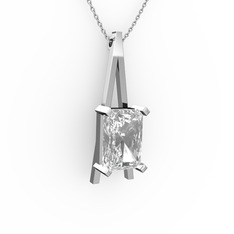 Şovale Kolye - Swarovski 18 ayar beyaz altın kolye (40 cm gümüş rolo zincir) #1epvpz3