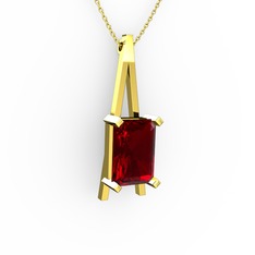 Şovale Kolye - Garnet 8 ayar altın kolye (40 cm altın rolo zincir) #1kluz4f