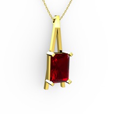 Garnet 925 ayar altın kaplama gümüş kolye (40 cm altın rolo zincir)