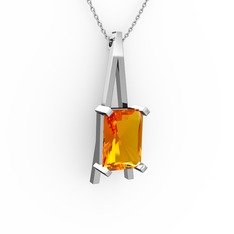 Şovale Kolye - Sitrin 925 ayar gümüş kolye (40 cm gümüş rolo zincir) #1p4driy