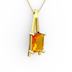 Şovale Kolye - Sitrin 18 ayar altın kolye (40 cm altın rolo zincir) #1tardgx