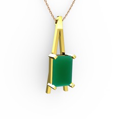 Şovale Kolye - Kök zümrüt 18 ayar altın kolye (40 cm gümüş rolo zincir) #1wk5llv