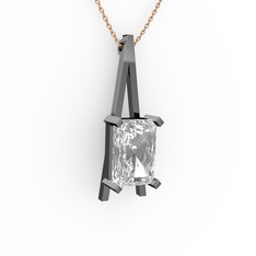 Şovale Kolye - Swarovski 925 ayar siyah rodyum kaplama gümüş kolye (40 cm gümüş rolo zincir) #c31wpu